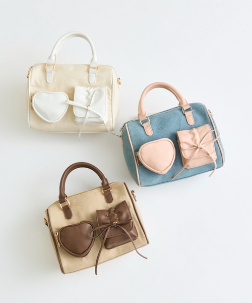 OLIVE des OLIVE(オリーブデオリーブ)の「配色ミニボストンバッグ(ショルダーバッグ・レディース・ブラウン/ブルー/アイボリー・FREE)」の11枚目の写真