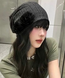 LADY LIKE（レディライク）の「【春夏新作】フラワーコサージュ付きニット帽（ニットキャップ/ビーニー）」