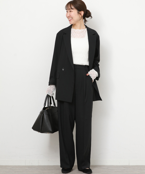 JOURNAL STANDARD relume（ジャーナルスタンダード　レリューム）の「［UVカット / 防シワ］ウォッシャブルストレッチテーラードジャケット（テーラードジャケット・レディース・ブラック/ブラウン・38/36）」の4枚目の写真