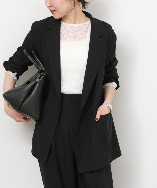 JOURNAL STANDARD relume（ジャーナルスタンダード　レリューム）の「［UVカット / 防シワ］ウォッシャブルストレッチテーラードジャケット（テーラードジャケット・レディース・ブラック/ブラウン・38/36）」の8枚目の写真