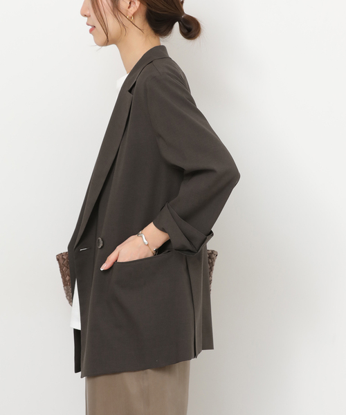 JOURNAL STANDARD relume（ジャーナルスタンダード　レリューム）の「［UVカット / 防シワ］ウォッシャブルストレッチテーラードジャケット（テーラードジャケット・レディース・ブラック/ブラウン・38/36）」の16枚目の写真