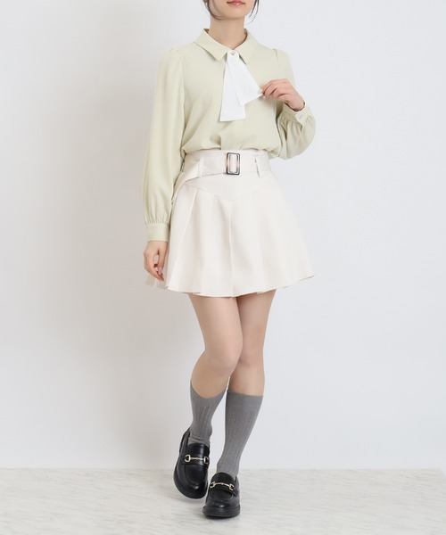 ASTORIA ODIER（アストリアオディール）の「切替プリーツスカパン（その他パンツ・レディース・ベージュ/アイボリー/ブラック・MEDIUM）」の6枚目の写真