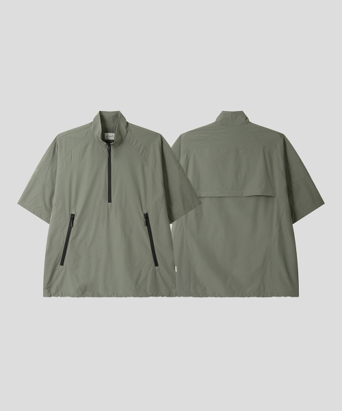 ハーフジップ半袖アノラック [セージグリーン]（Tシャツ/カットソー