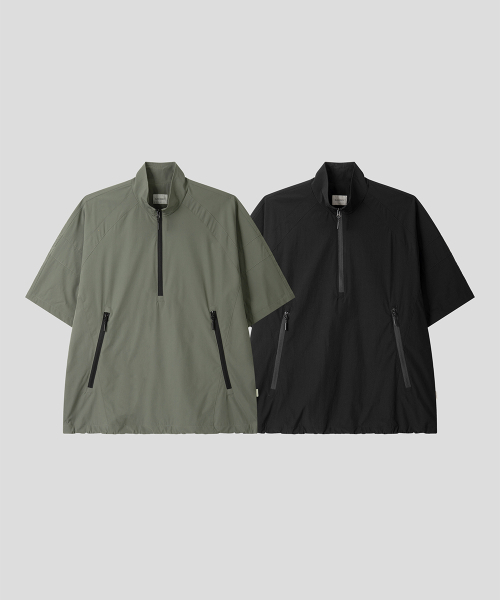 BLACK MOMENT（ブラックモーメント）の「ハーフジップ半袖アノラック [セージグリーン]（Tシャツ/カットソー・メンズ・セージグリーン・MEDIUM/LARGE）」の8枚目の写真