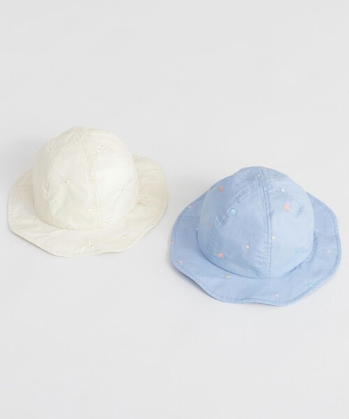 BRANSHES(ブランシェス)の「【ベビー】総柄刺しゅうハット(その他ベビー用品・キッズ・アイボリー/サックスブルー・48cm/46cm)」の8枚目の写真