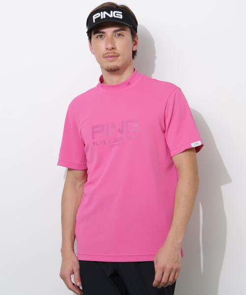 PING(ピン)の「【PING APPAREL】変形カノコ半袖ハイネックシャツ(Tシャツ/カットソー・メンズ・ブラック/ホワイト/ピンク・LL1/L/LL/M/S)」の3枚目の写真