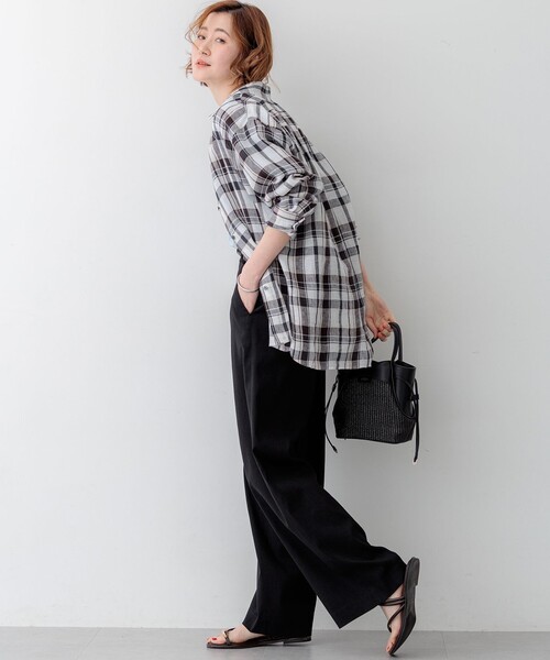 23区 S（ニジュウサンクチイサイサイズ）の「LIBECOリネン チェック シャツ（シャツ/ブラウス・レディース・オレンジ系3/ダークブラウン系3・32）」の13枚目の写真