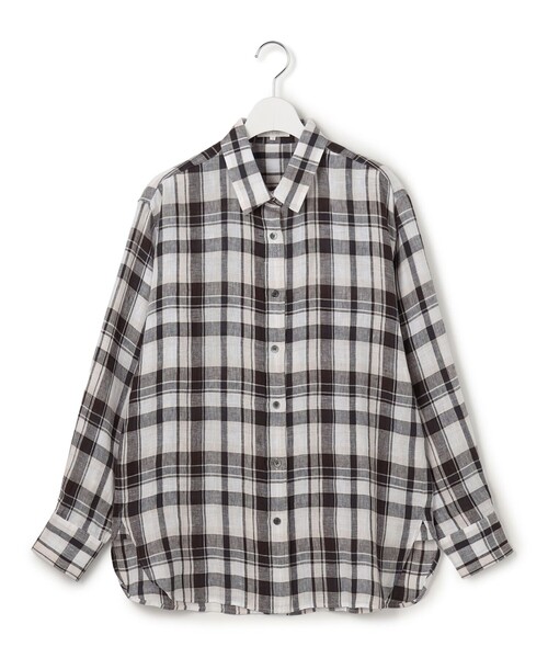 23区 S（ニジュウサンクチイサイサイズ）の「LIBECOリネン チェック シャツ（シャツ/ブラウス・レディース・オレンジ系3/ダークブラウン系3・32）」の21枚目の写真