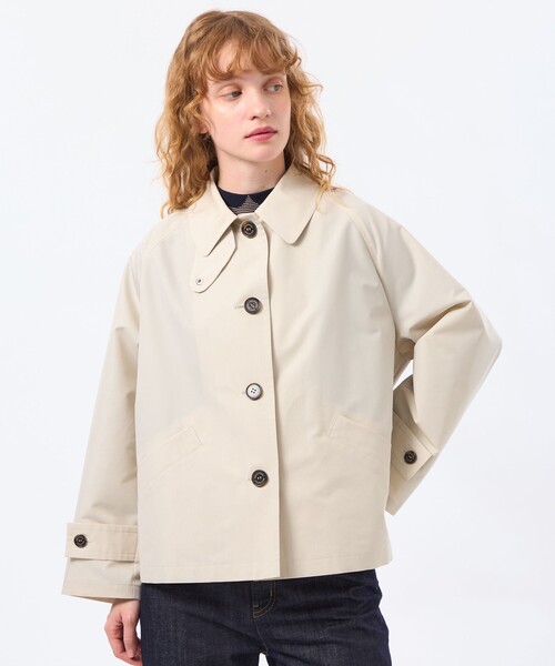 MACKINTOSH PHILOSOPHY(マッキントッシュ フィロソフィー)の「【WELBURY SHORT(ウェルベリーショート)】レインウェザークロス製(ステンカラーコート・レディース・ベージュ/ダークネイビー/ライトグレー/ブルー系その他2・38/36)」の2枚目の写真