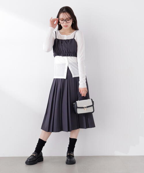 PROPORTION BODY DRESSING(プロポーションボディドレッシング)の「<セットアップ対応>ミディープリーツスカート / 1216120313(スカート・レディース・ダークグレー/ベージュ/オフホワイト・SMALL/X-SMALL/MEDIUM)」の3枚目の写真