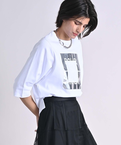 RAW FUDGE(ローファッジ)の「ボックスロゴ箔プリントTシャツ(Tシャツ/カットソー・レディース・ブラック/オフホワイト/チャコールグレー・M)」の15枚目の写真