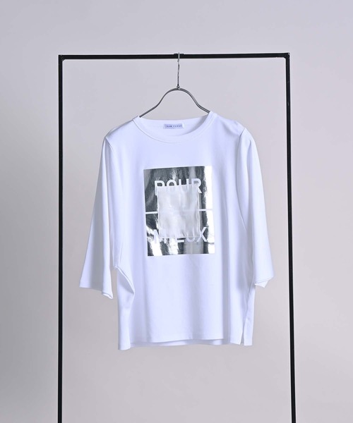 RAW FUDGE(ローファッジ)の「ボックスロゴ箔プリントTシャツ(Tシャツ/カットソー・レディース・ブラック/オフホワイト/チャコールグレー・M)」の10枚目の写真