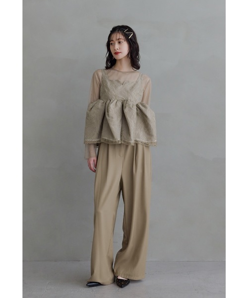 niana(ニアナ)の「レースペプラムビスチェオーバーレイセットアップドレス 3点セット セパレート パンツドレス 結婚式 成人式 二次会 同窓会 セレモニー パーティードレス オケージョンドレス お呼ばれ(パンツドレス・レディース・ネイビー/ベージュ/ブラック・L/M/S)」の10枚目の写真