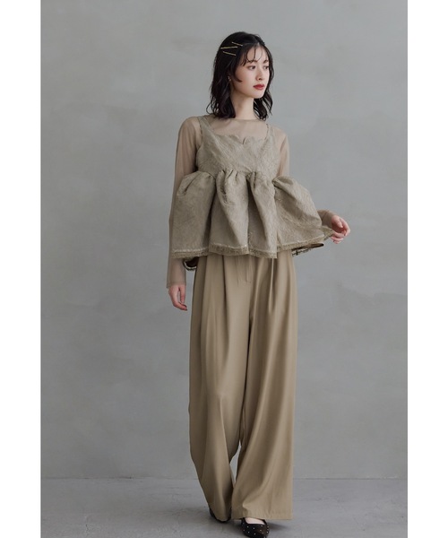 niana(ニアナ)の「レースペプラムビスチェオーバーレイセットアップドレス 3点セット セパレート パンツドレス 結婚式 成人式 二次会 同窓会 セレモニー パーティードレス オケージョンドレス お呼ばれ(パンツドレス・レディース・ネイビー/ベージュ/ブラック・L/M/S)」の12枚目の写真