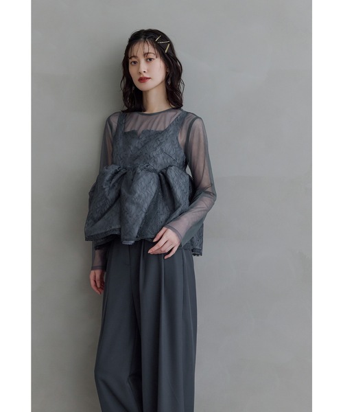 niana(ニアナ)の「レースペプラムビスチェオーバーレイセットアップドレス 3点セット セパレート パンツドレス 結婚式 成人式 二次会 同窓会 セレモニー パーティードレス オケージョンドレス お呼ばれ(パンツドレス・レディース・ネイビー/ベージュ/ブラック・L/M/S)」の5枚目の写真