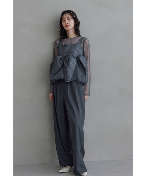 niana(ニアナ)の「レースペプラムビスチェオーバーレイセットアップドレス 3点セット セパレート パンツドレス 結婚式 成人式 二次会 同窓会 セレモニー パーティードレス オケージョンドレス お呼ばれ(パンツドレス・レディース・ネイビー/ベージュ/ブラック・L/M/S)」の6枚目の写真