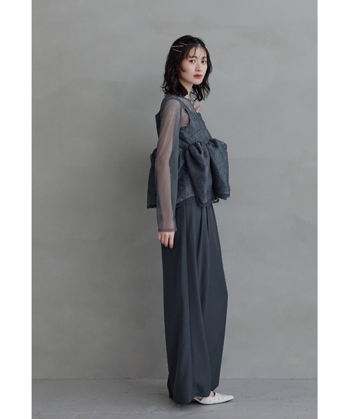 niana(ニアナ)の「レースペプラムビスチェオーバーレイセットアップドレス 3点セット セパレート パンツドレス 結婚式 成人式 二次会 同窓会 セレモニー パーティードレス オケージョンドレス お呼ばれ(パンツドレス・レディース・ネイビー/ベージュ/ブラック・L/M/S)」の7枚目の写真