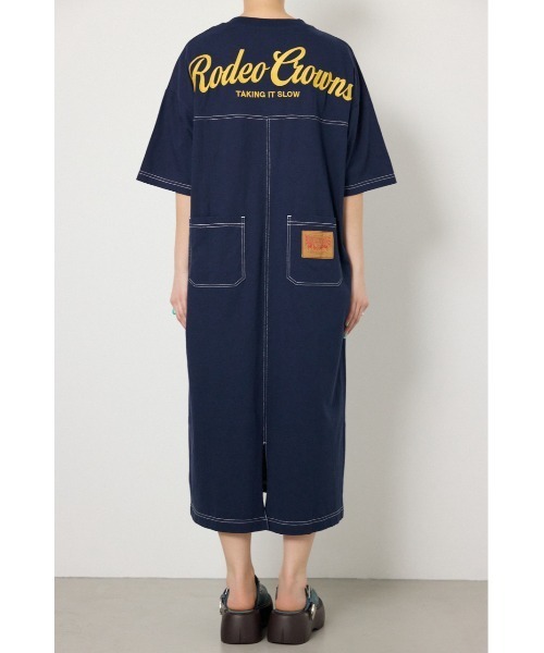 RODEO CROWNS WIDE BOWL(ロデオクラウンズワイドボウル)の「ハーフスリーブステッチワンピース(ワンピース・レディース・ライトピンク/ブラック/ネイビー/ブラウン・FREE)」の12枚目の写真