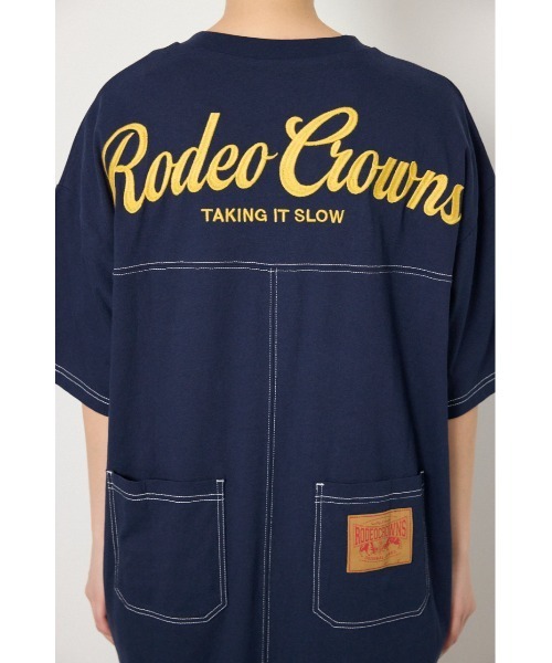 RODEO CROWNS WIDE BOWL(ロデオクラウンズワイドボウル)の「ハーフスリーブステッチワンピース(ワンピース・レディース・ライトピンク/ブラック/ネイビー/ブラウン・FREE)」の16枚目の写真