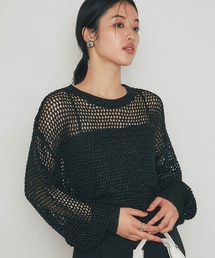 ラメメッシュニット