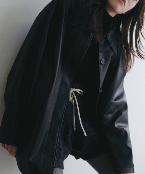 anuke(アンヌーク)の「anuke Ecoleather Over Jacket エコレザーオーバージャケット/62620105(その他アウター・レディース・ブラック・38/36)」の2枚目の写真