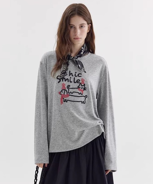 Fano Studios(ファノ ストゥディオズ)の「立体刺繍 アニマルモチーフ ロングスリーブTシャツ FX26S145【Fano Studios】【2026SS】(Tシャツ/カットソー・レディース・ダークグレー/グレー・FREE)」の5枚目の写真