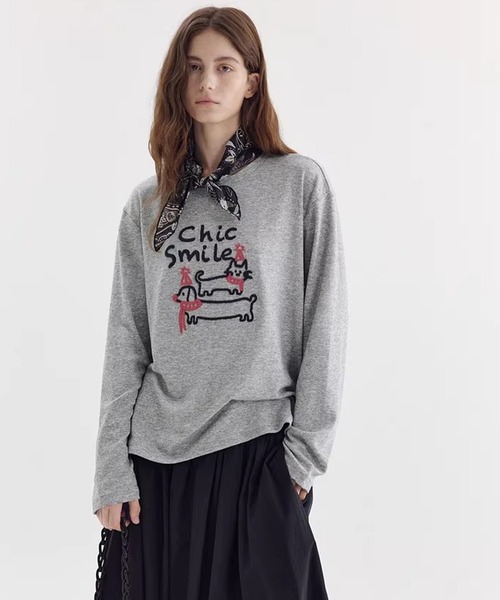 Fano Studios(ファノ ストゥディオズ)の「立体刺繍 アニマルモチーフ ロングスリーブTシャツ FX26S145【Fano Studios】【2026SS】(Tシャツ/カットソー・レディース・ダークグレー/グレー・FREE)」の6枚目の写真