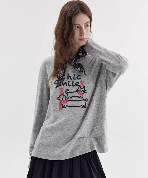 Fano Studios(ファノ ストゥディオズ)の「立体刺繍 アニマルモチーフ ロングスリーブTシャツ FX26S145【Fano Studios】【2026SS】(Tシャツ/カットソー・レディース・ダークグレー/グレー・FREE)」の7枚目の写真