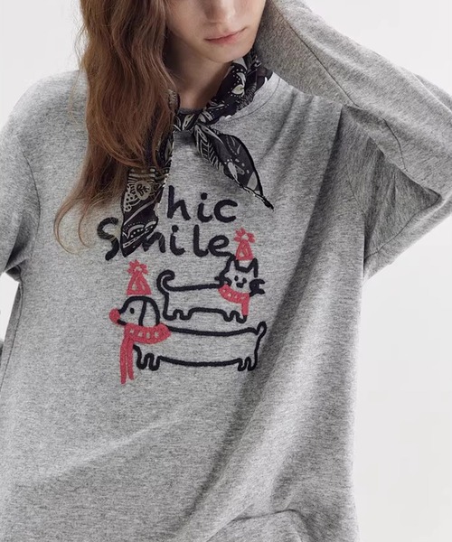 Fano Studios(ファノ ストゥディオズ)の「立体刺繍 アニマルモチーフ ロングスリーブTシャツ FX26S145【Fano Studios】【2026SS】(Tシャツ/カットソー・レディース・ダークグレー/グレー・FREE)」の8枚目の写真
