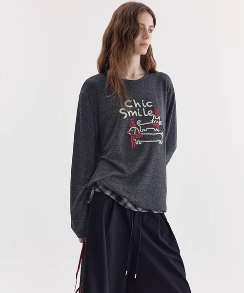 Fano Studios(ファノ ストゥディオズ)の「立体刺繍 アニマルモチーフ ロングスリーブTシャツ FX26S145【Fano Studios】【2026SS】(Tシャツ/カットソー・レディース・ダークグレー/グレー・FREE)」の13枚目の写真