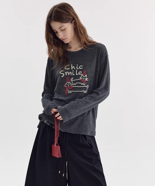 Fano Studios(ファノ ストゥディオズ)の「立体刺繍 アニマルモチーフ ロングスリーブTシャツ FX26S145【Fano Studios】【2026SS】(Tシャツ/カットソー・レディース・ダークグレー/グレー・FREE)」の15枚目の写真