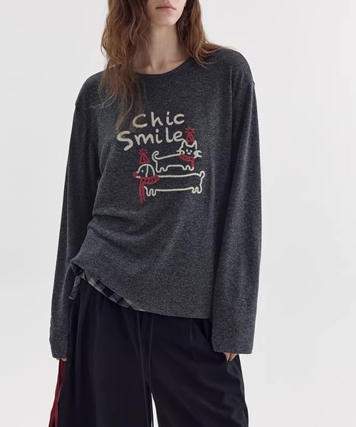 Fano Studios(ファノ ストゥディオズ)の「立体刺繍 アニマルモチーフ ロングスリーブTシャツ FX26S145【Fano Studios】【2026SS】(Tシャツ/カットソー・レディース・ダークグレー/グレー・FREE)」の16枚目の写真