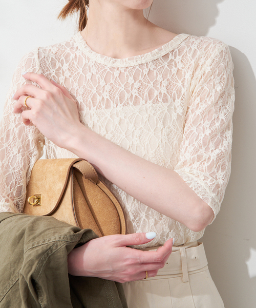 ストレッチレースカットソー（Tシャツ/カットソー）｜SLOBE IENA
