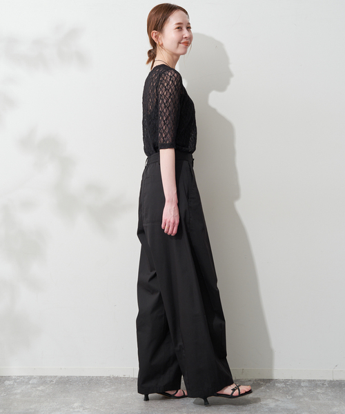 SLOBE IENA（スローブイエナ）の「ストレッチレースカットソー（Tシャツ/カットソー・レディース・ブラック/アイボリー・FREE）」の4枚目の写真