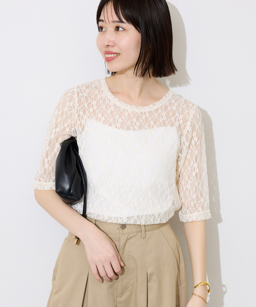 SLOBE IENA（スローブイエナ）の「ストレッチレースカットソー（Tシャツ/カットソー・レディース・ブラック/アイボリー・FREE）」の20枚目の写真