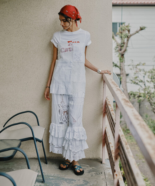 Freada(フリーダ)の「Freada/フリーダ ヴィンテージライク Used Essence PRINT TEE(Tシャツ/カットソー・レディース・オフホワイト/ブラック/ホワイト/ワインレッド・ONE SIZE)」の5枚目の写真