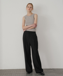 Basic Two-tuck wide pants [KNSS05PT02]_Black