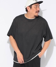 Tシャツ 半袖 メンズ 大きいサイズ 楊柳 フェイクレイヤード カットソー B&T CLUB (ビーアンドティークラブ)