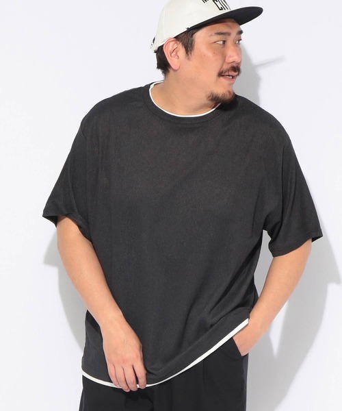 B&T CLUB(ビーティークラブ)の「Tシャツ 半袖 メンズ 大きいサイズ 楊柳 フェイクレイヤード カットソー B&T CLUB (ビーアンドティークラブ)(Tシャツ/カットソー・メンズ・ブラック/ベージュ・X1(3L~4L)/X3(6L~7L)/X2(4L~5L))」の2枚目の写真