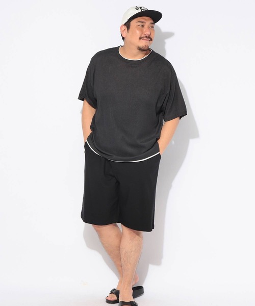 B&T CLUB(ビーティークラブ)の「Tシャツ 半袖 メンズ 大きいサイズ 楊柳 フェイクレイヤード カットソー B&T CLUB (ビーアンドティークラブ)(Tシャツ/カットソー・メンズ・ブラック/ベージュ・X1(3L~4L)/X3(6L~7L)/X2(4L~5L))」の4枚目の写真
