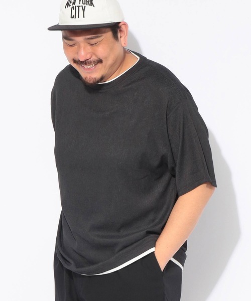 B&T CLUB(ビーティークラブ)の「Tシャツ 半袖 メンズ 大きいサイズ 楊柳 フェイクレイヤード カットソー B&T CLUB (ビーアンドティークラブ)(Tシャツ/カットソー・メンズ・ブラック/ベージュ・X1(3L~4L)/X3(6L~7L)/X2(4L~5L))」の3枚目の写真