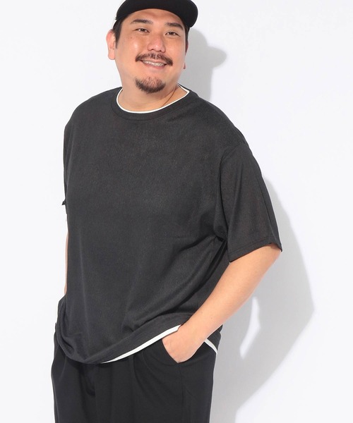 B&T CLUB(ビーティークラブ)の「Tシャツ 半袖 メンズ 大きいサイズ 楊柳 フェイクレイヤード カットソー B&T CLUB (ビーアンドティークラブ)(Tシャツ/カットソー・メンズ・ブラック/ベージュ・X1(3L~4L)/X3(6L~7L)/X2(4L~5L))」の5枚目の写真