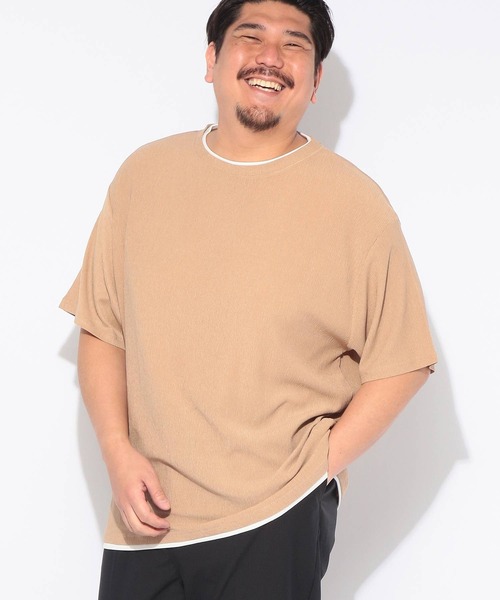 B&T CLUB(ビーティークラブ)の「Tシャツ 半袖 メンズ 大きいサイズ 楊柳 フェイクレイヤード カットソー B&T CLUB (ビーアンドティークラブ)(Tシャツ/カットソー・メンズ・ブラック/ベージュ・X1(3L~4L)/X3(6L~7L)/X2(4L~5L))」の9枚目の写真