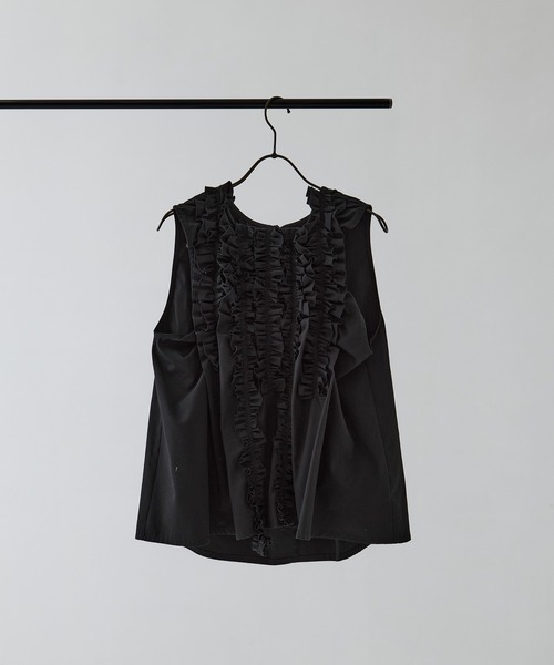 RhodolirioN（ロドリリオン）の「[RhodolirioN/ロドリリオン]Sleeveless Frill Shirt - Twill（シャツ/ブラウス・レディース・ブラック/ベージュ/ホワイト・0/1）」の2枚目の写真