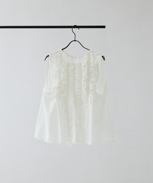 RhodolirioN（ロドリリオン）の「[RhodolirioN/ロドリリオン]Sleeveless Frill Shirt - Twill（シャツ/ブラウス・レディース・ブラック/ベージュ/ホワイト・0/1）」の8枚目の写真