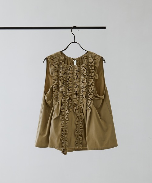 RhodolirioN（ロドリリオン）の「[RhodolirioN/ロドリリオン]Sleeveless Frill Shirt - Twill（シャツ/ブラウス・レディース・ブラック/ベージュ/ホワイト・0/1）」の11枚目の写真