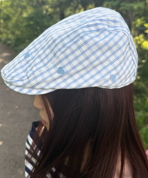 HALEY PESCA(ヘーリーペスカ)の「HALEY PESCA/ハートデザインギンガムチェックハンチング帽(ハンチング/ベレー帽・レディース・ブルー/ブラック/ピンク・FREE)」の9枚目の写真
