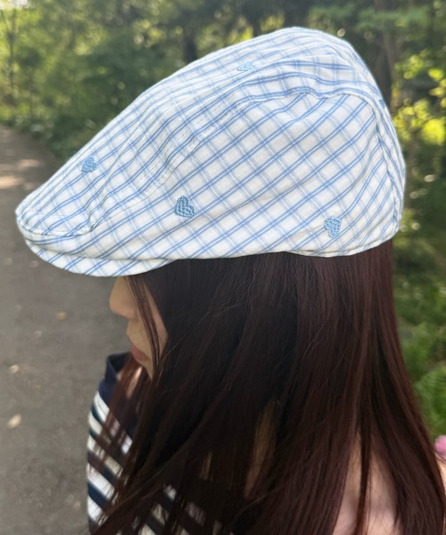 HALEY PESCA(ヘーリーペスカ)の「HALEY PESCA/ハートデザインギンガムチェックハンチング帽(ハンチング/ベレー帽・レディース・ブルー/ブラック/ピンク・FREE)」の10枚目の写真