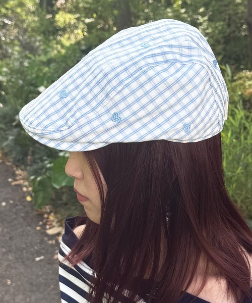 HALEY PESCA(ヘーリーペスカ)の「HALEY PESCA/ハートデザインギンガムチェックハンチング帽(ハンチング/ベレー帽・レディース・ブルー/ブラック/ピンク・FREE)」の13枚目の写真