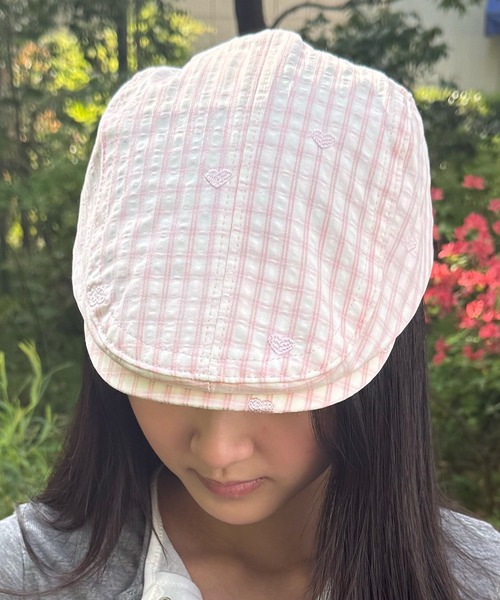 HALEY PESCA(ヘーリーペスカ)の「HALEY PESCA/ハートデザインギンガムチェックハンチング帽(ハンチング/ベレー帽・レディース・ブルー/ブラック/ピンク・FREE)」の14枚目の写真